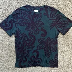 Dries Van Noten Purple Blue Floral Print T-Shirt 100% Cotton Men’s Size Large